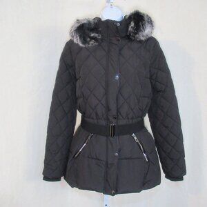 Royalty For Me Quilted Belted Puffer Coat with Removable Hood – Size Small
